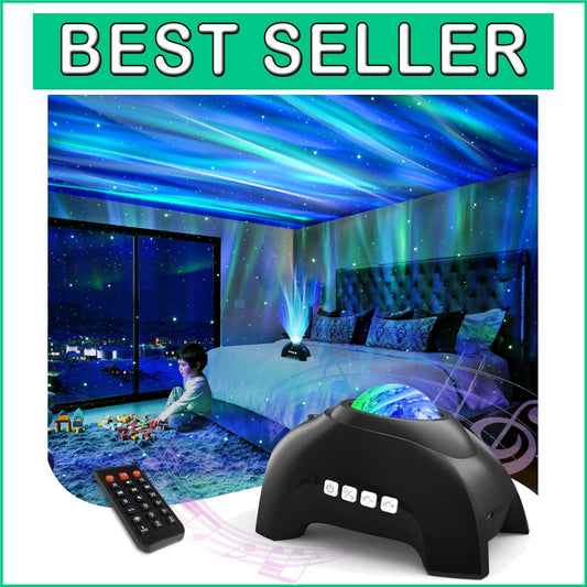 Black Aurora Projector & Music Speaker Combo for Kids & Adults – Tabletop Design