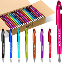 Load image into Gallery viewer, Bulk 100 Retractable Ballpoint Pens with Positive Quotes - Perfect for Gifting