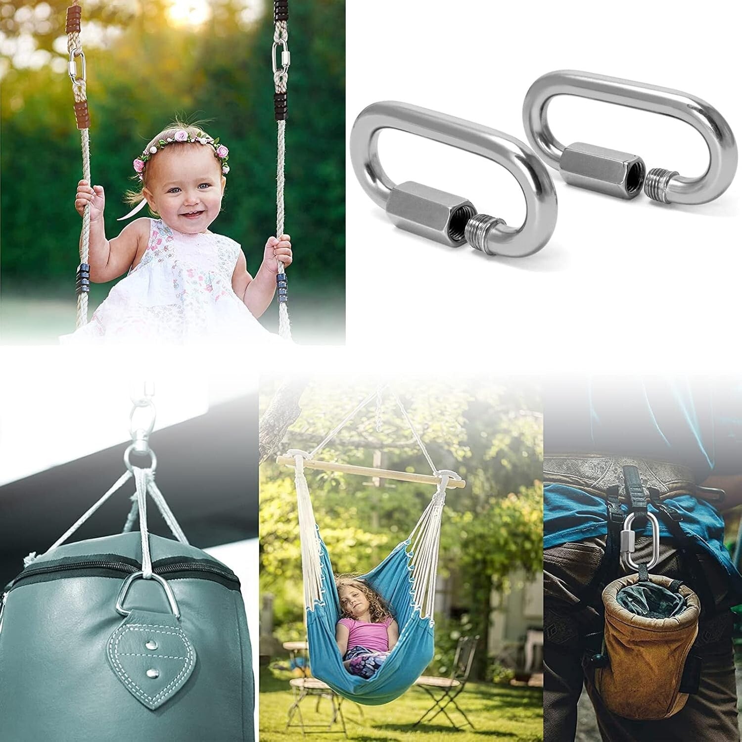 Heavy Duty 620lbs Quick Link Connector - 100 Pack Galvanized Carabiner Clips