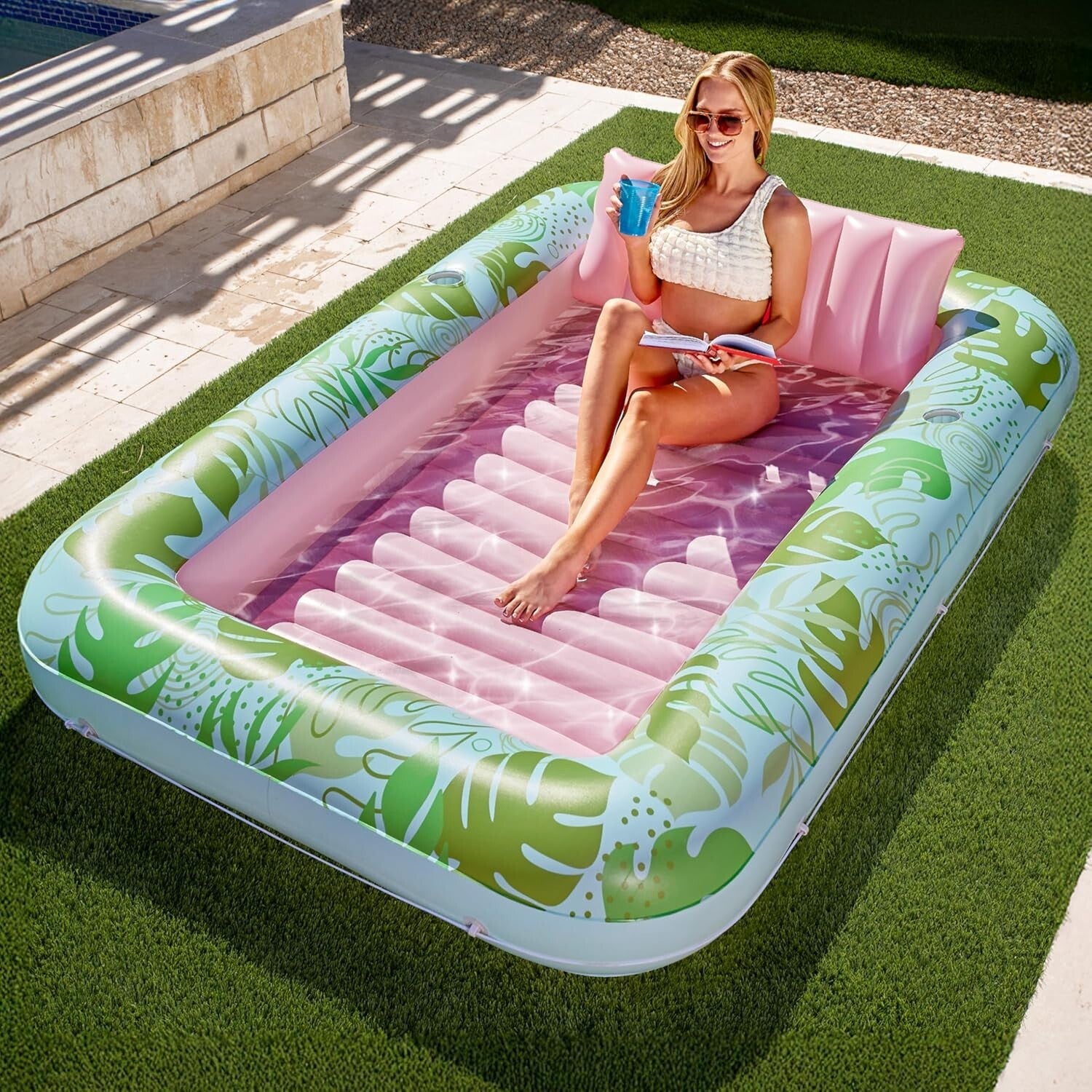Ultimate 4-in-1 Inflatable Pool Raft with Pillow - Perfect for Summer Sunbathing
