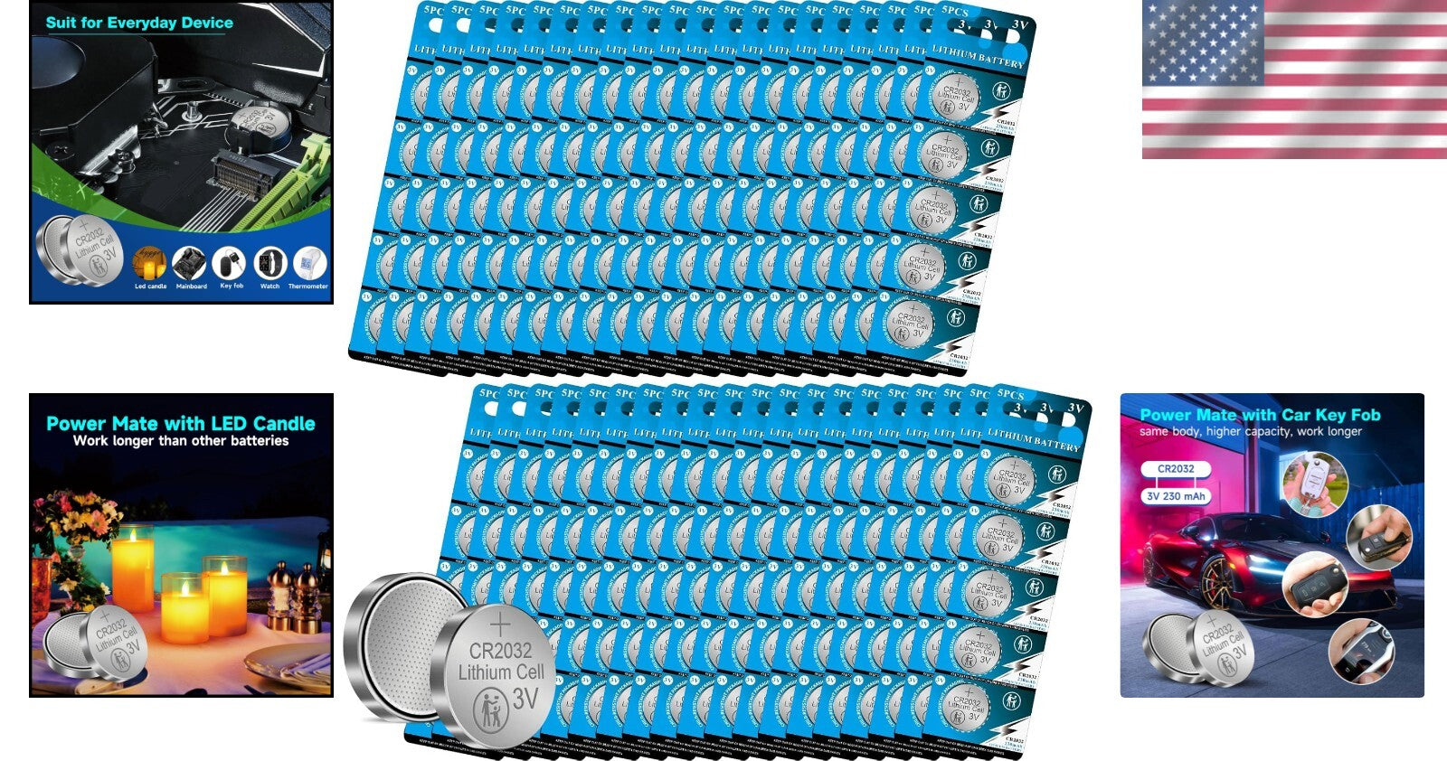 Versatile 3V Coin Lithium Batteries - 230 mAh, Individually Packaged - 200 Count