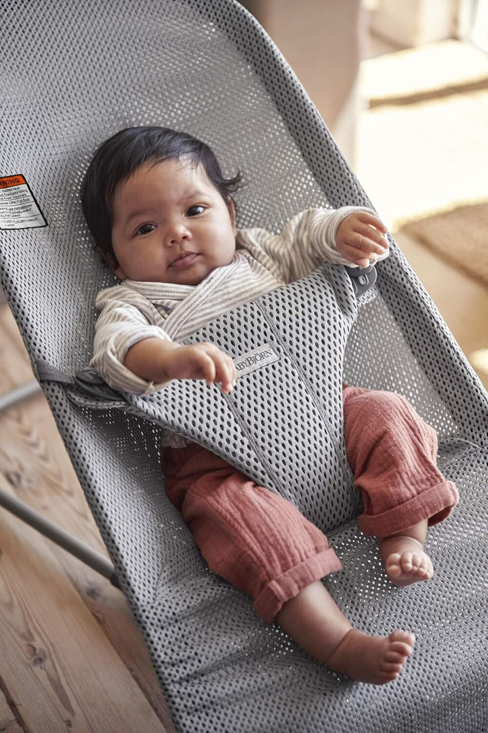 Gray Mesh Baby Bouncer - Soothing, Portable & Ideal for Newborns Up to 29 Pounds