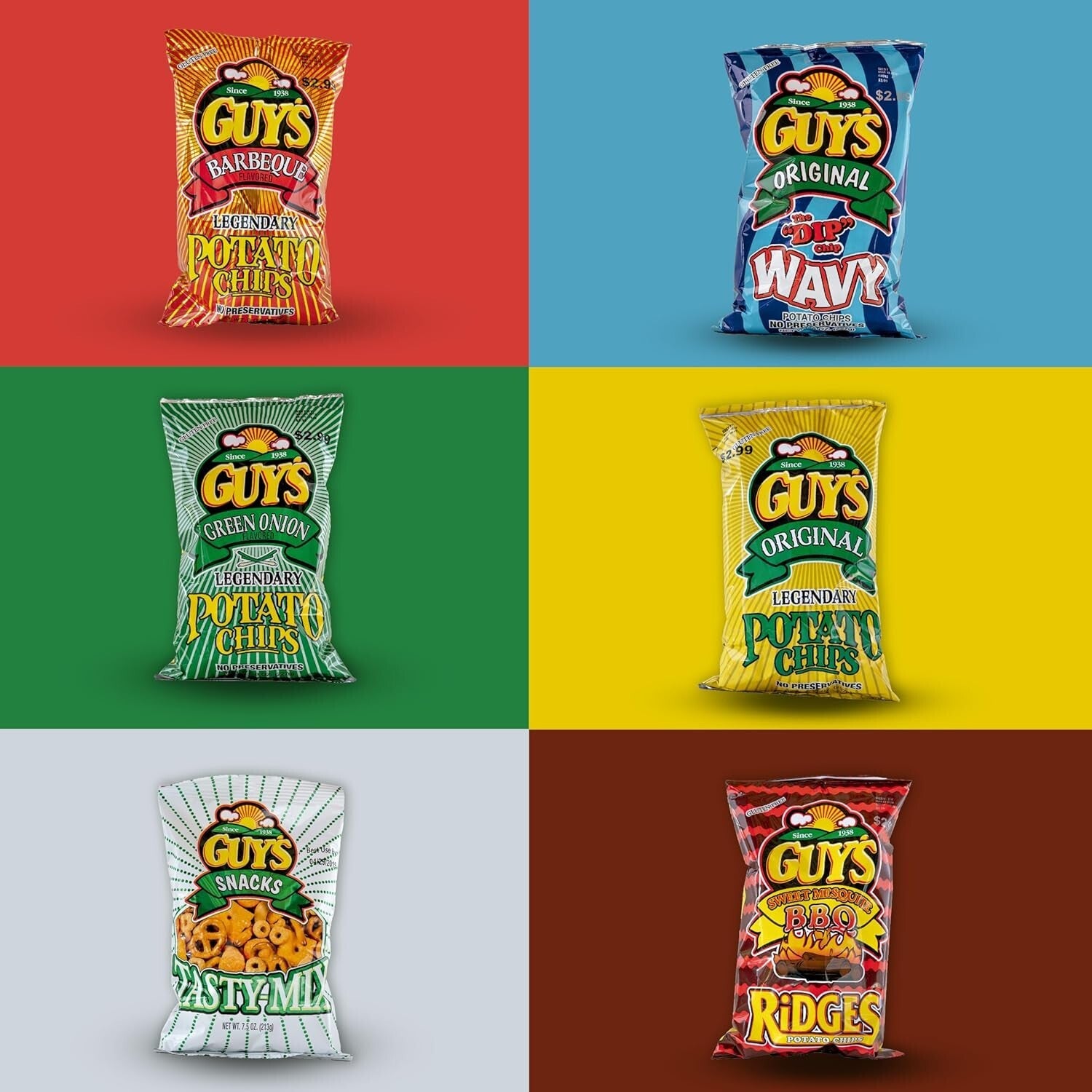 Bulk 15-Pack of Guy's BBQ Potato Chips - Crispy, Gluten-Free Snack Delight