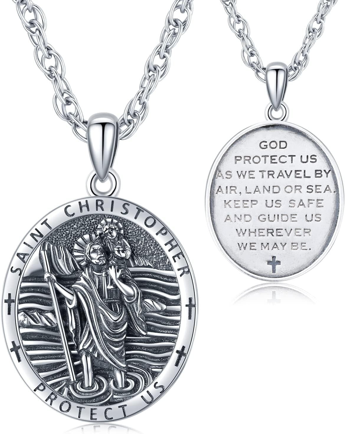 Stylish S925 Sterling Silver St Christopher Necklace - Perfect for Any Occasion