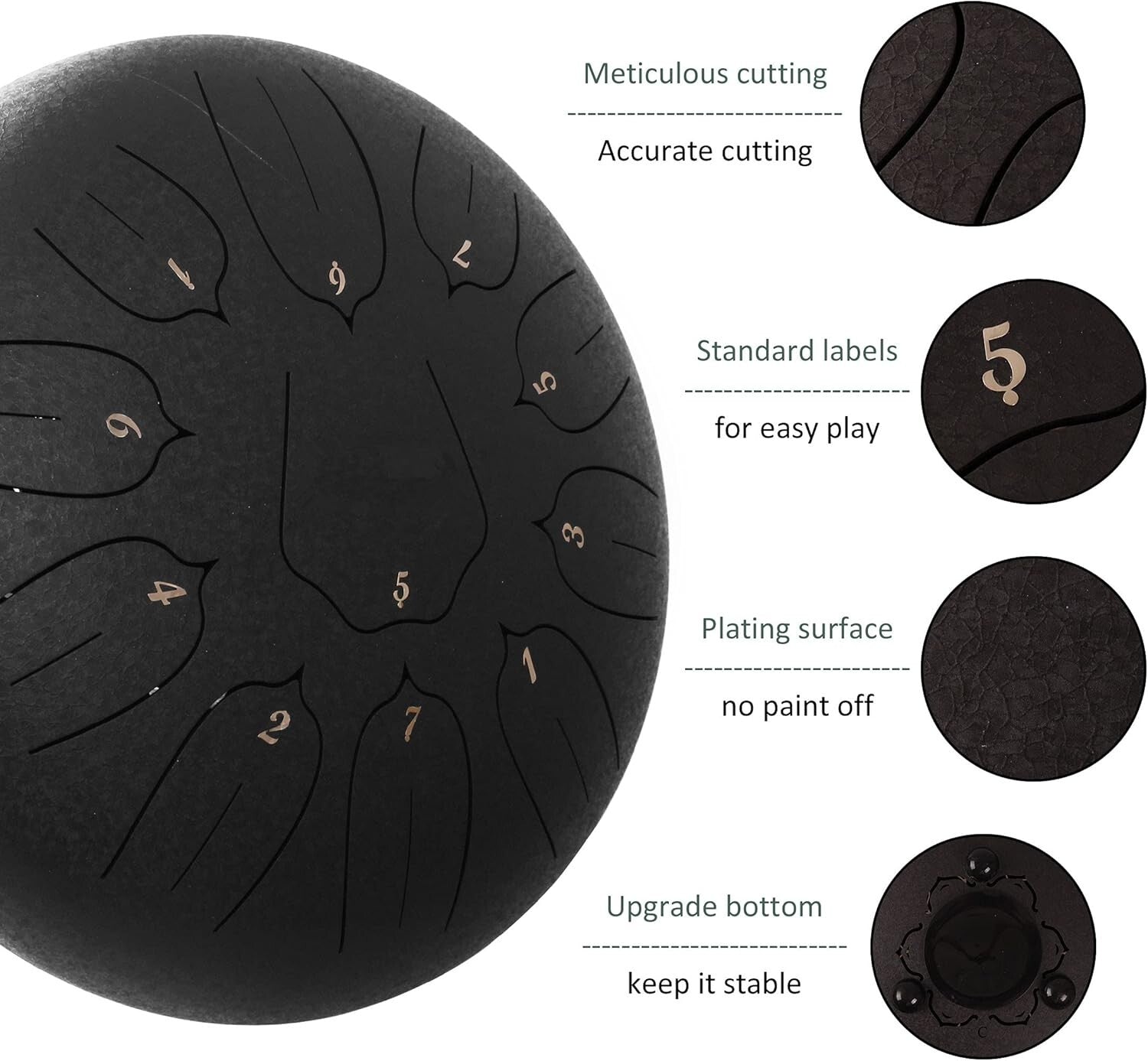 Ethereal 12-Inch Steel Tongue Drum with 11 Notes - Perfect for Meditation & Yoga