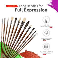 Load image into Gallery viewer, Luxury 14-Piece Paint Brush Set with Natural Hog &amp; Badger Bristles for Artists