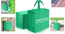 Load image into Gallery viewer, Versatile 100 Piece Non-Woven Grocery Bags - Portable &amp; Customizable in Green