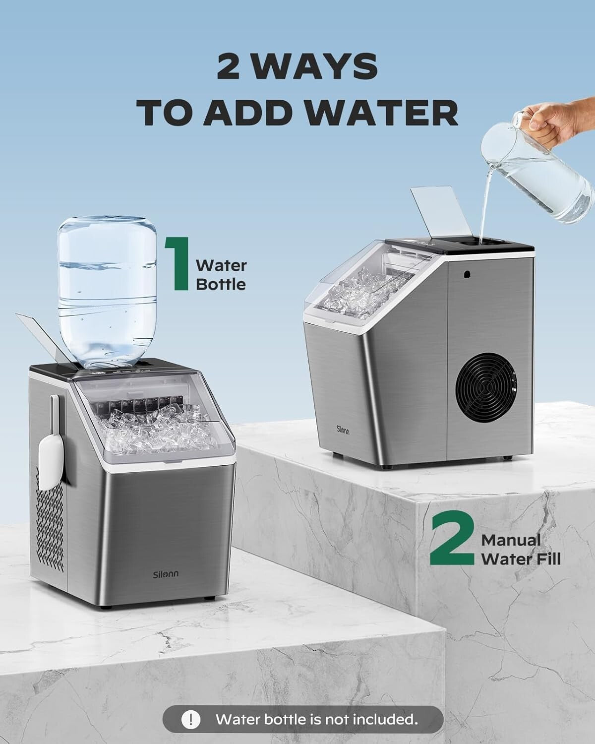 Rapid Ice Maker for Home & Parties - 44lbs Daily Production, Crystal-Clear Cubes