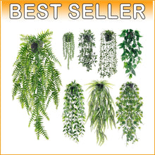 Load image into Gallery viewer, 8-Pack Artificial Hanging Plants in Elegant Black Pots - Indoor Greenery Decor
