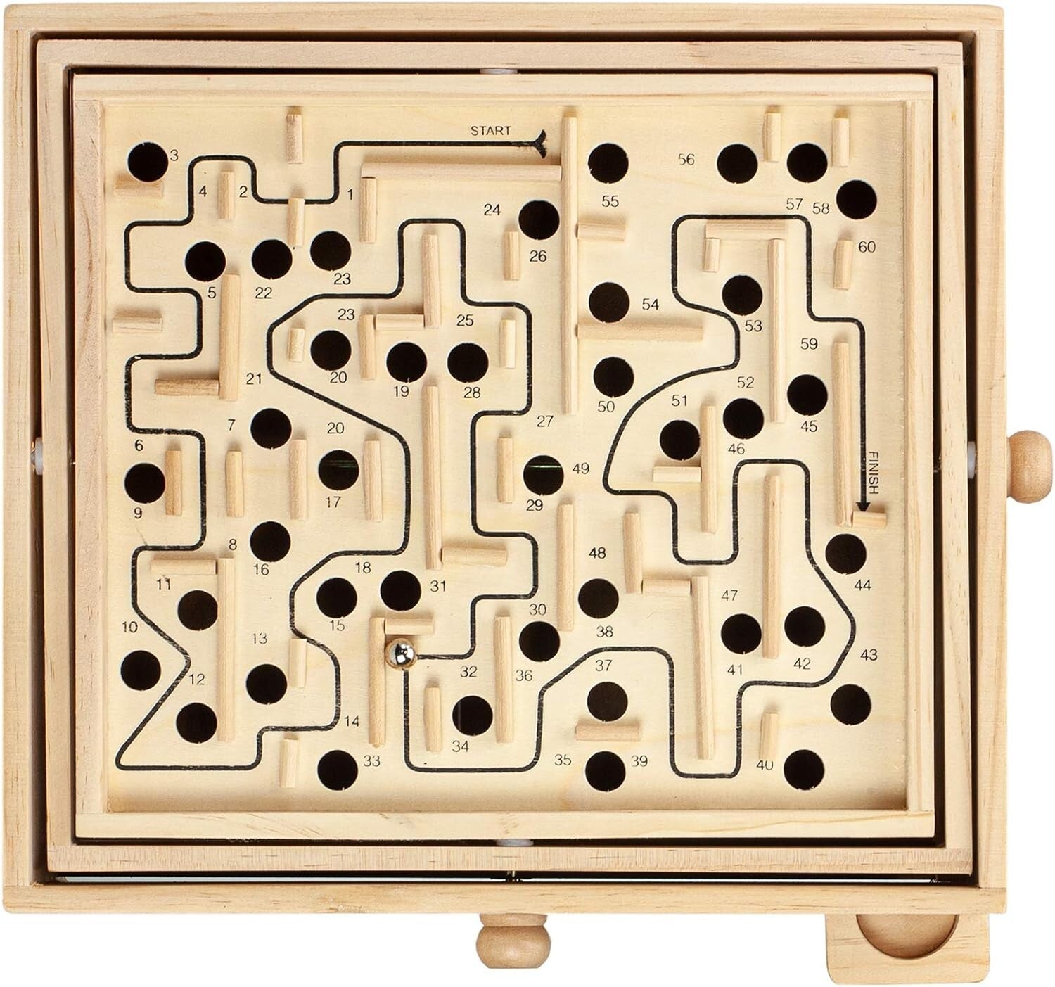 Interactive Wooden Maze Labyrinth Game for Kids - 13.5" x 13" Educational Fun