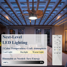 Load image into Gallery viewer, Quiet 20'' Outdoor Ceiling Fan with 3-Color Lighting – Remote Control for Patios
