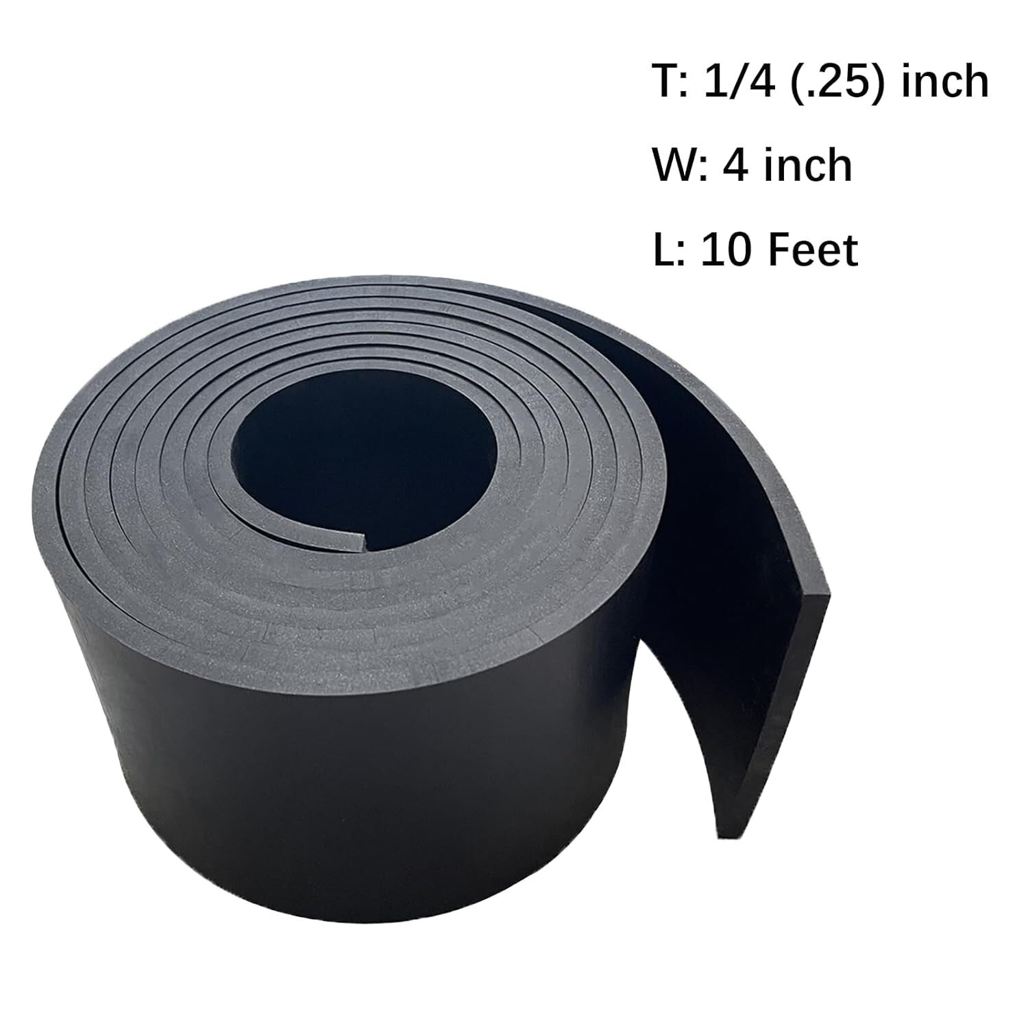 Solid Rubber Strips - Durable, Flexible and Non-Slip 1/4" x 4" x 10' for Crafts