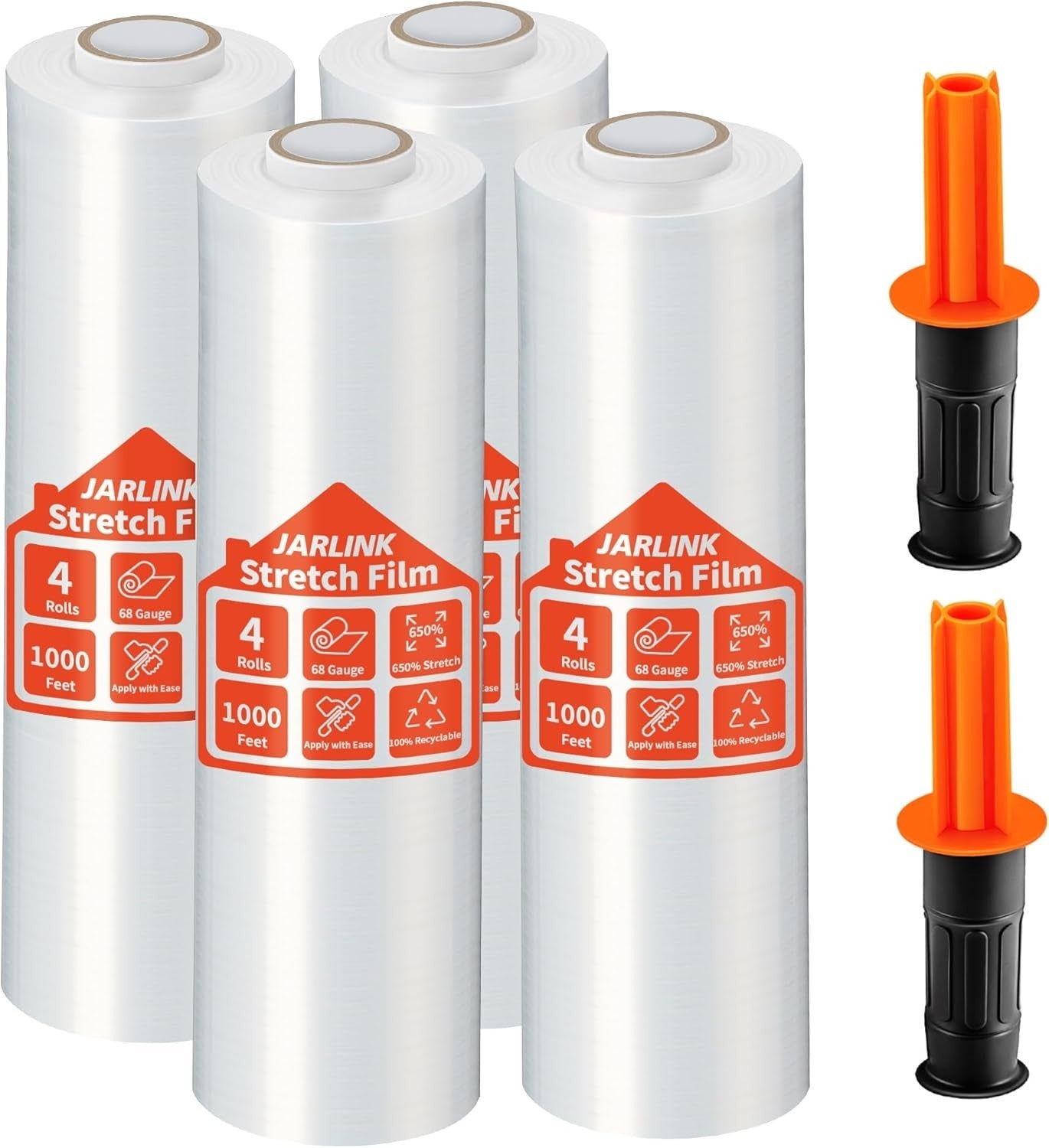 15" Heavy-Duty Stretch Film 4 Pack - Clear Packaging for Moving & Shipping