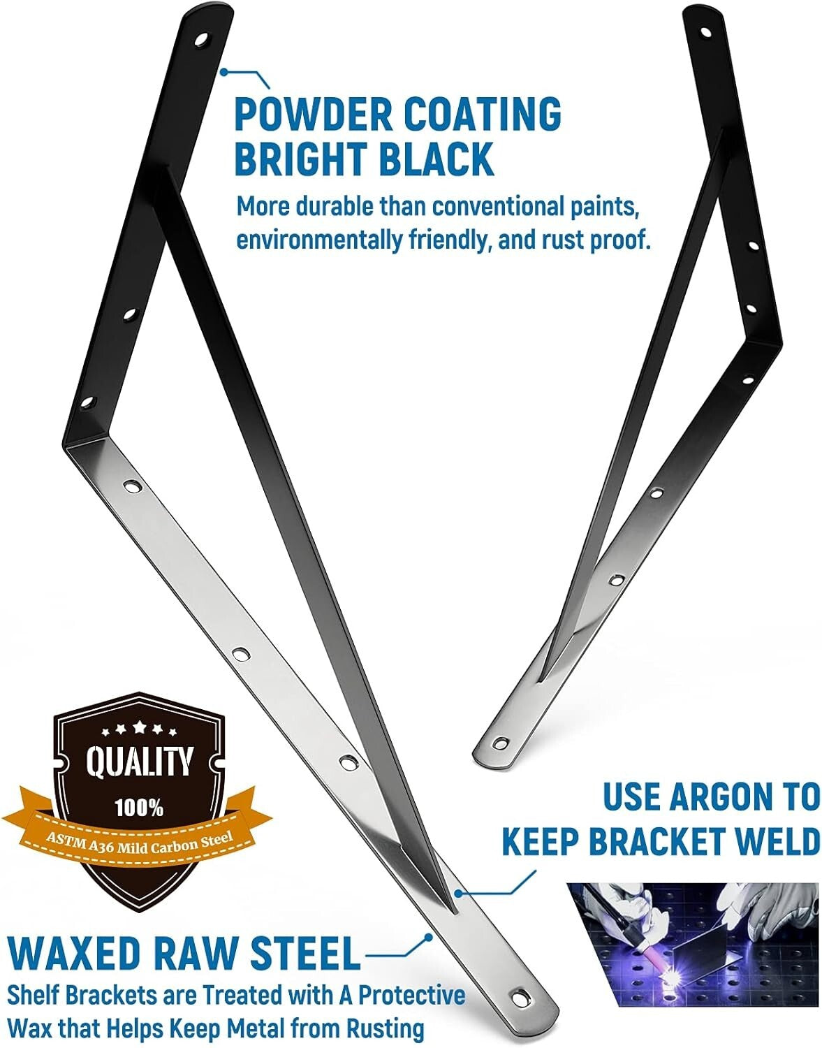 Versatile 12 Pack 14 Inch Steel Shelf Brackets with Easy Installation Guide