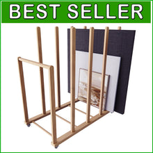 Load image into Gallery viewer, Stunning Four-Tier Beech Wood Art Rack with Lockable Wheels for Easy Transport