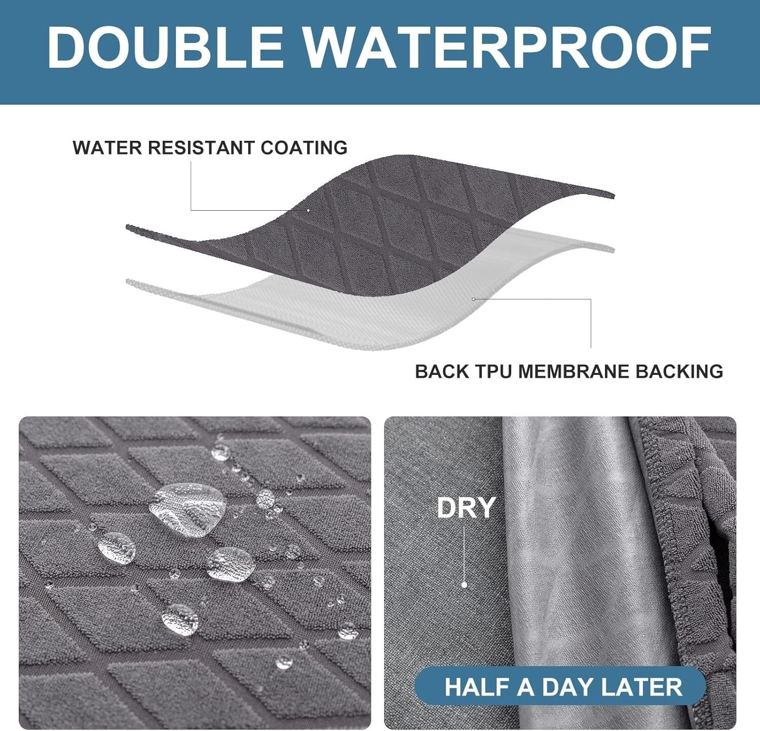 Fashionable Dining Chair Protectors - Waterproof and Washable, Argyle-Dark Gray