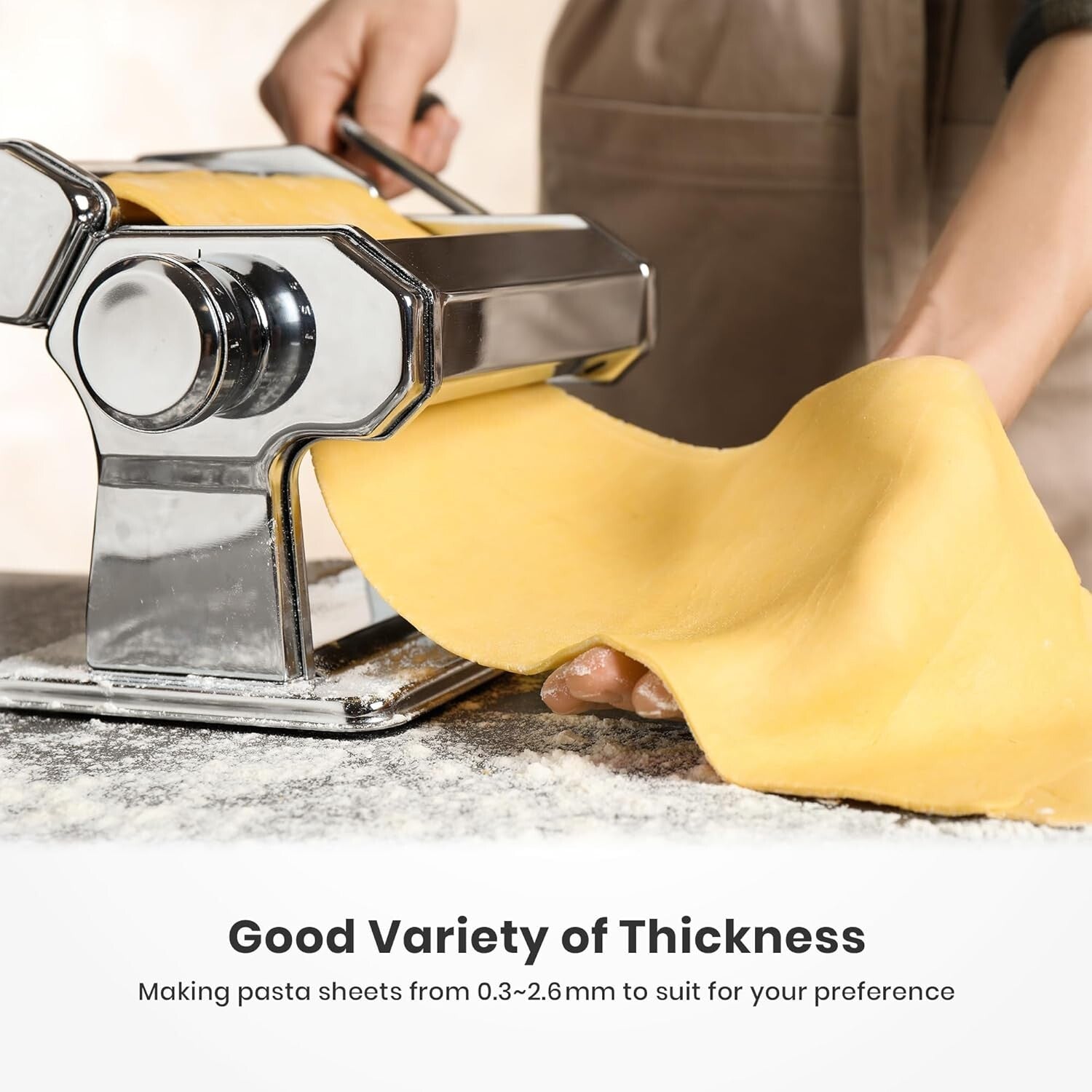 9-Setting Stainless Steel Pasta Maker - Adjustable Thickness for Gourmet Cooking