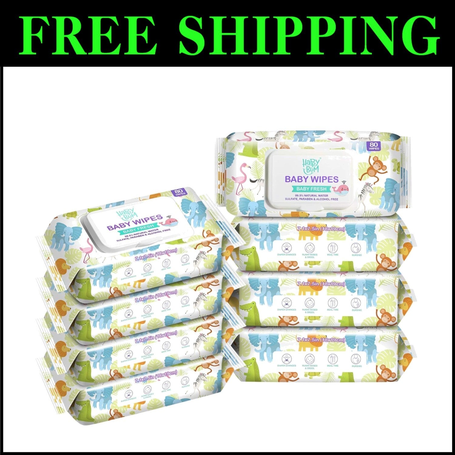 Gentle & Cruelty-Free Baby Wipes - Eight Packs of Unscented 640 Count Total