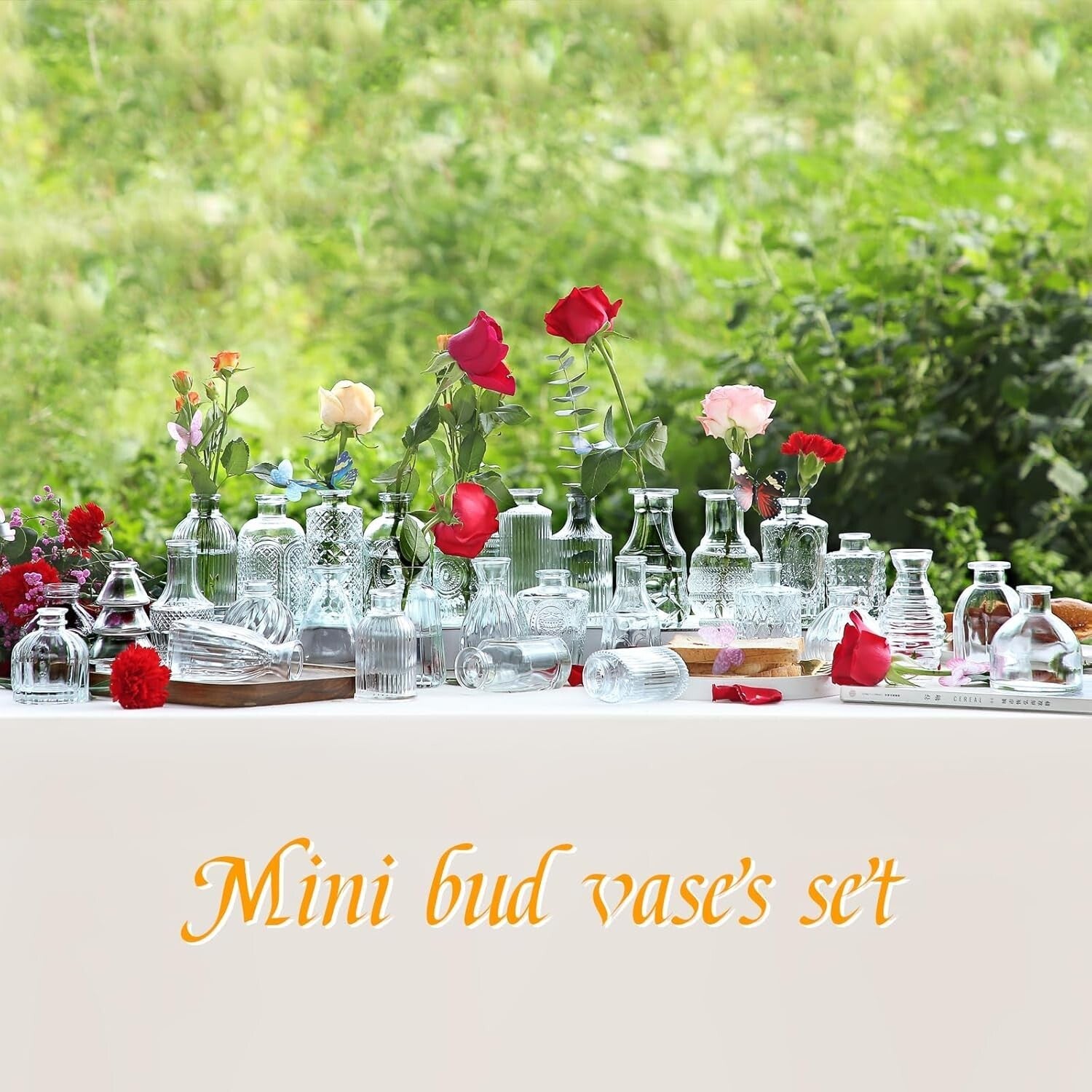 Hand-Blown Clear Glass Bud Vases - Set of 30 for Stunning Table Arrangements