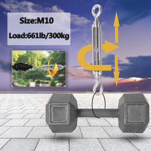 Load image into Gallery viewer, M10 Turnbuckles Hook &amp; Eye - Durable 304 Stainless Steel, Outdoor Use Approved
