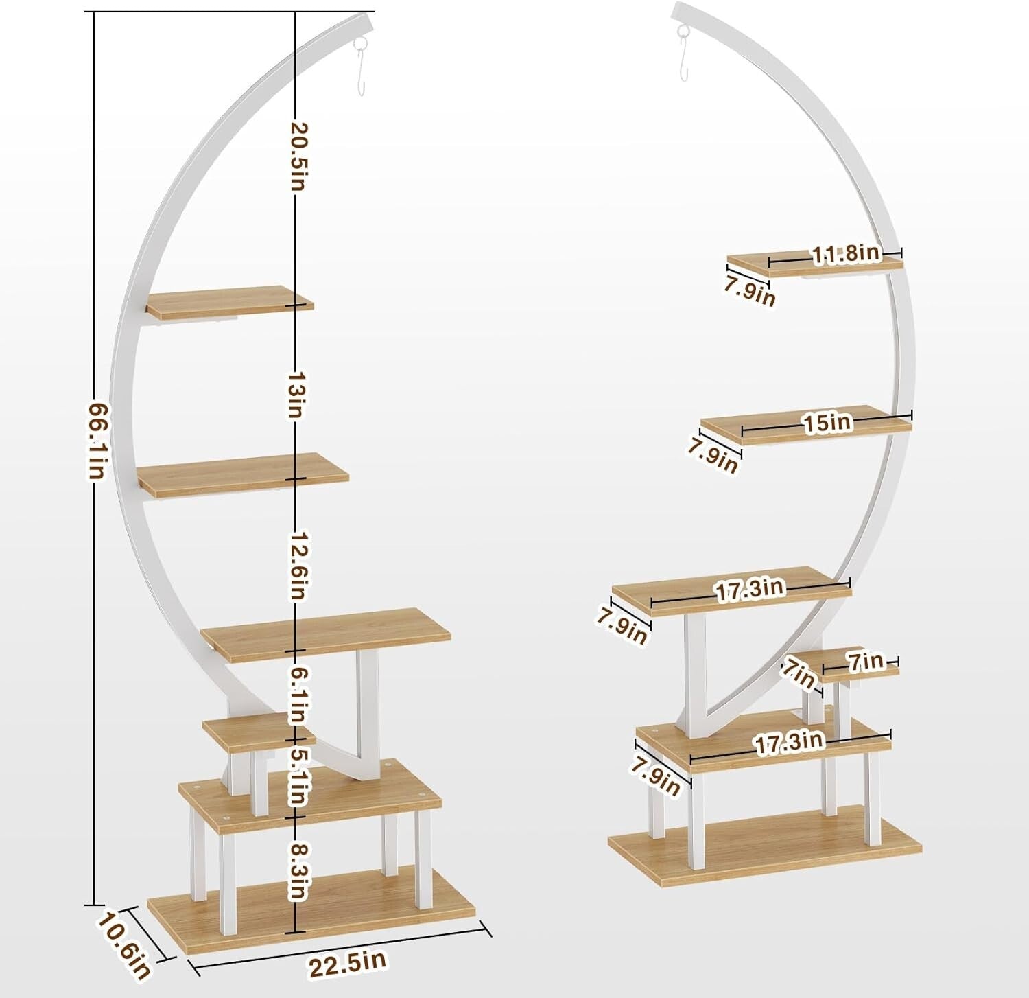 7-Tier Indoor Plant Stand with Adjustable Grow Lights - Elegant Half-Moon Design