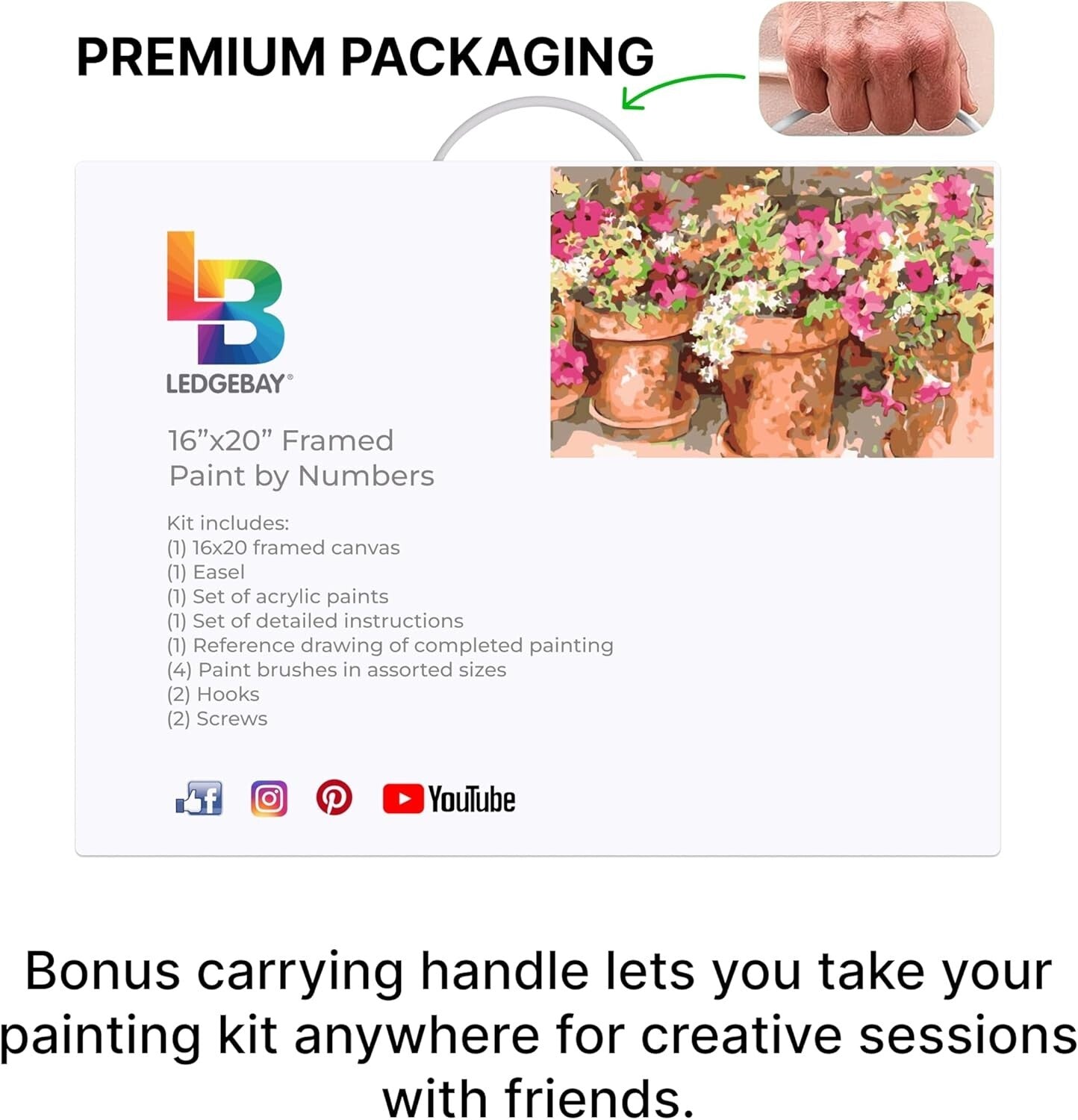 Complete Adult Paint by Numbers Set with Easel - Sweet Petunias 16x20