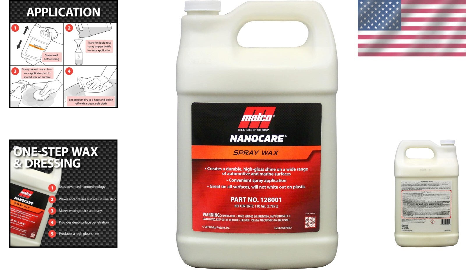 Professional Grade 2-in-1 Nano Care Spray Wax - 1 Gallon Interior & Exterior