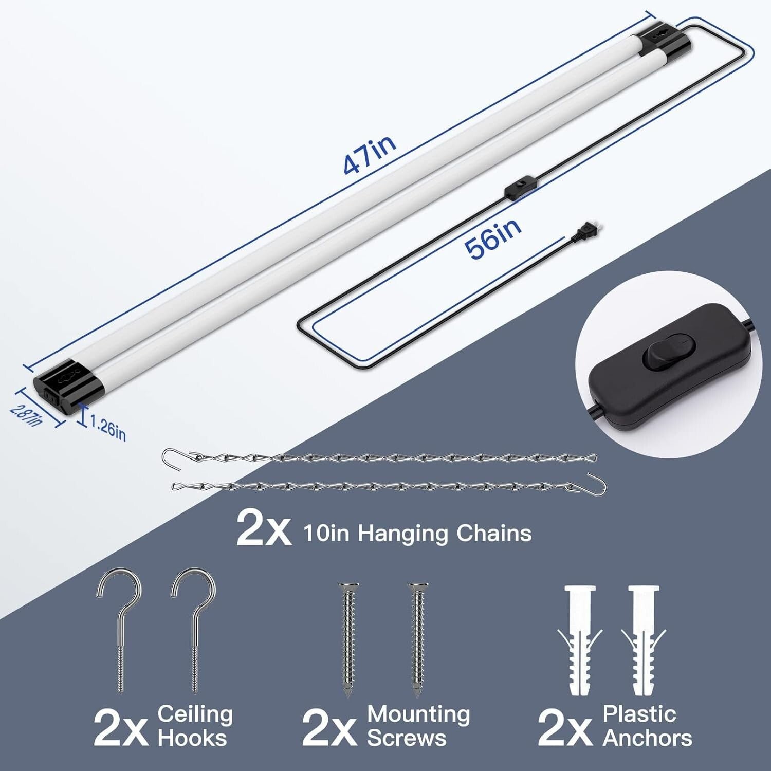 10-Linkable 4400 Lumen LED Shop Lights - Durable 4FT Fixtures for Home & Garage