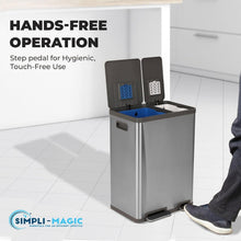 Load image into Gallery viewer, High-Capacity 60L Kitchen Step Trash Can with Dual Compartments &amp; Soft-Close Lid