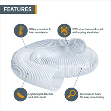 Load image into Gallery viewer, 4" x 20' Clear Vinyl Dust Collection Hose - Heavy Duty PVC for Woodworking