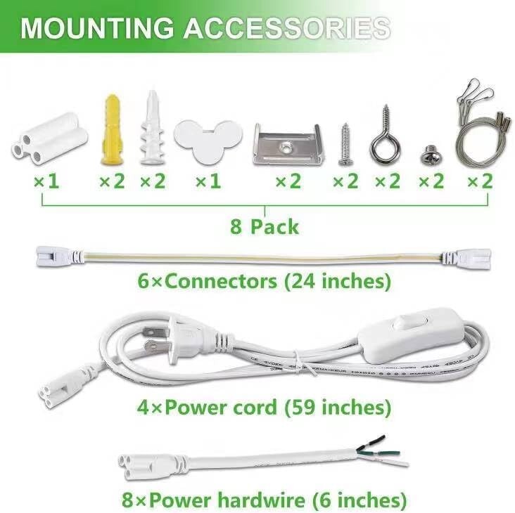 8-Pack 4FT LED Shop Lights - 50W, 7550LM - Daylight White for Garage & Workshop