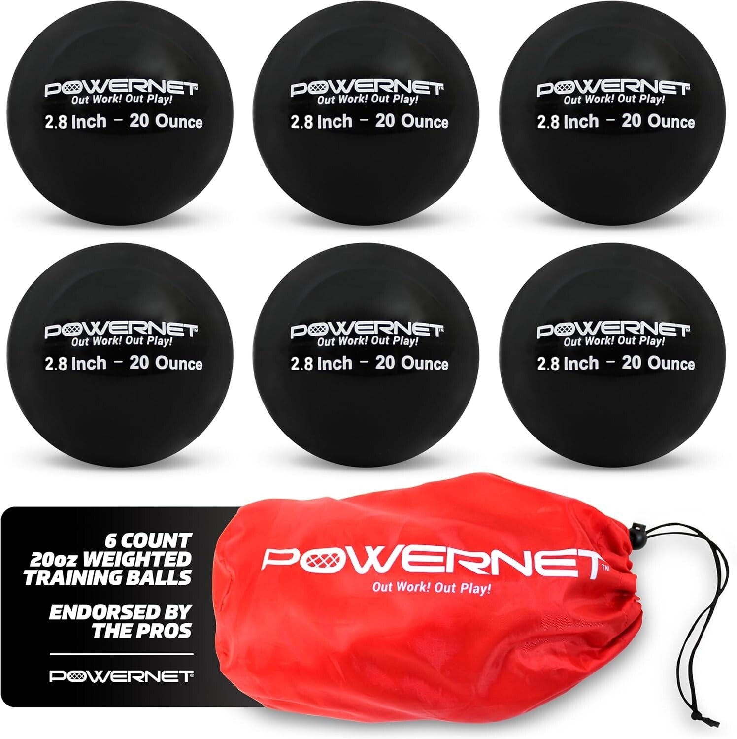 20 oz Weighted Baseballs - 6 Durable Balls for Strength & Technique Training