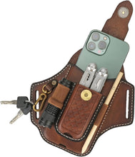 Load image into Gallery viewer, Premium Leather EDC Holster: Multifunctional Phone &amp; Tool Carrier with Belt Clip