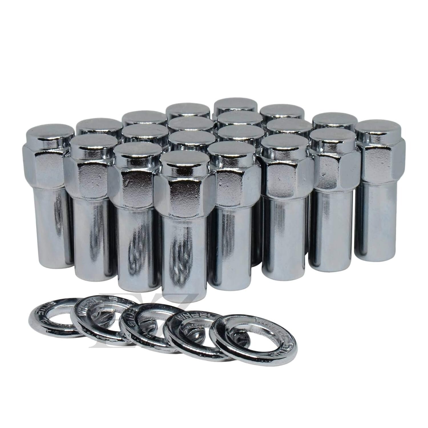Durable 14mm x 1.5 Cragar SST Chrome Lug Nuts with Duplex Washers - 20 Pcs