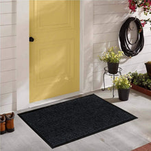 Load image into Gallery viewer, Versatile Striped Black Doormat, 3x5 Feet - Easy Clean, Indoor/Outdoor Combo