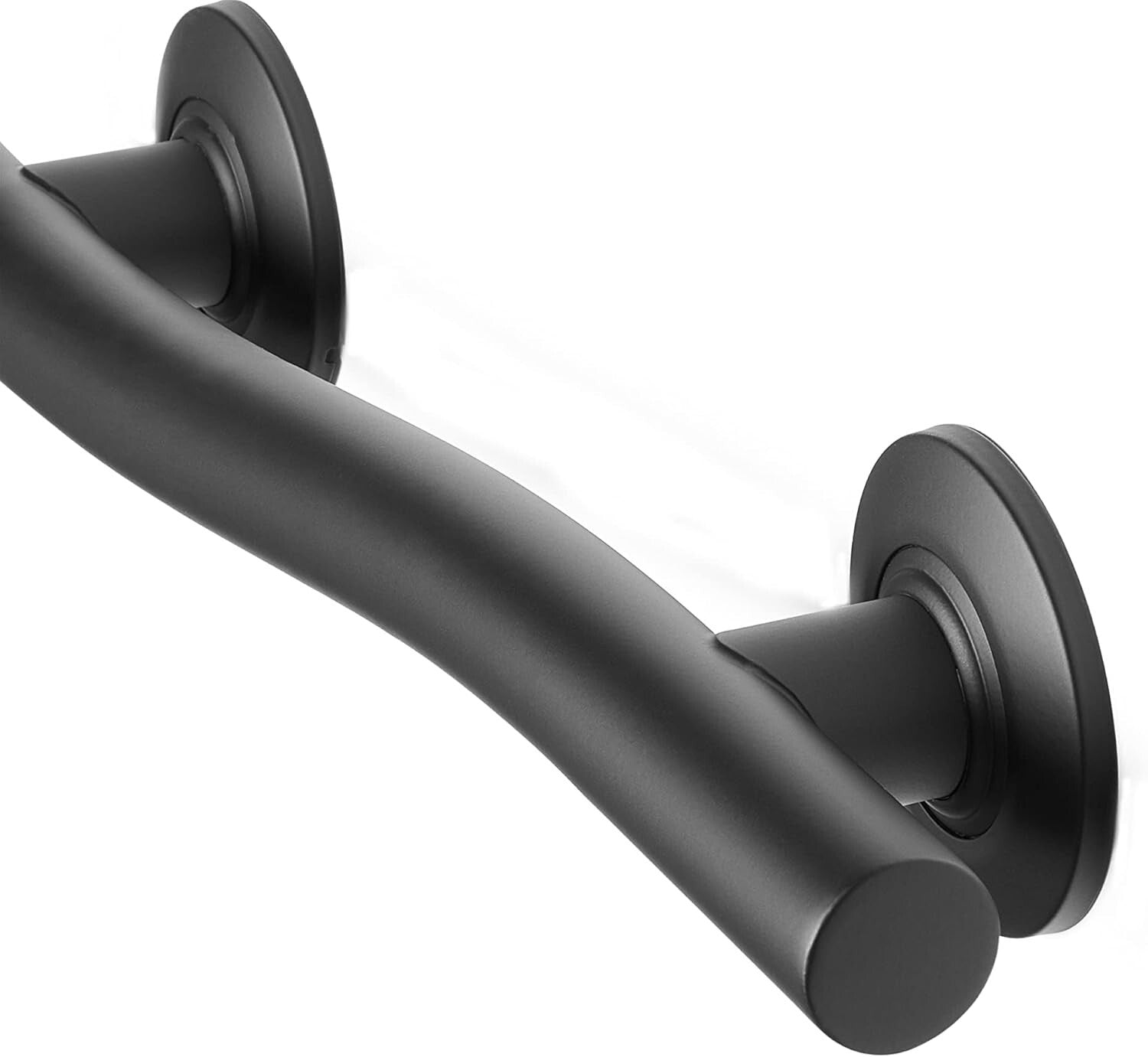 18'' ADA Compliant Wave-Shaped Grab Bar in Matte Black - 500 lbs Support