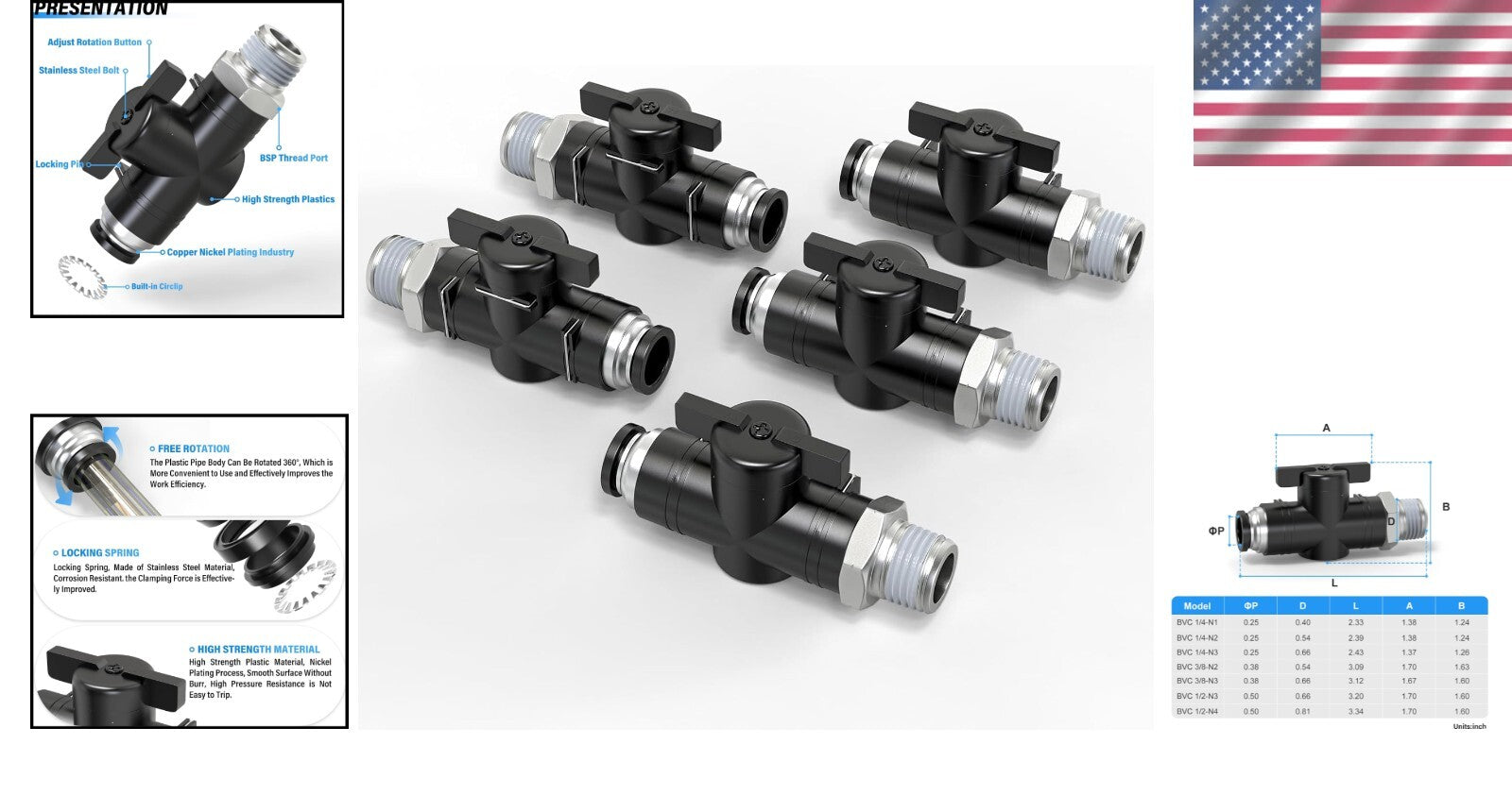 Efficient Air Flow Control Valves - 1/4" OD x 3/8" NPT, Plastic and Copper