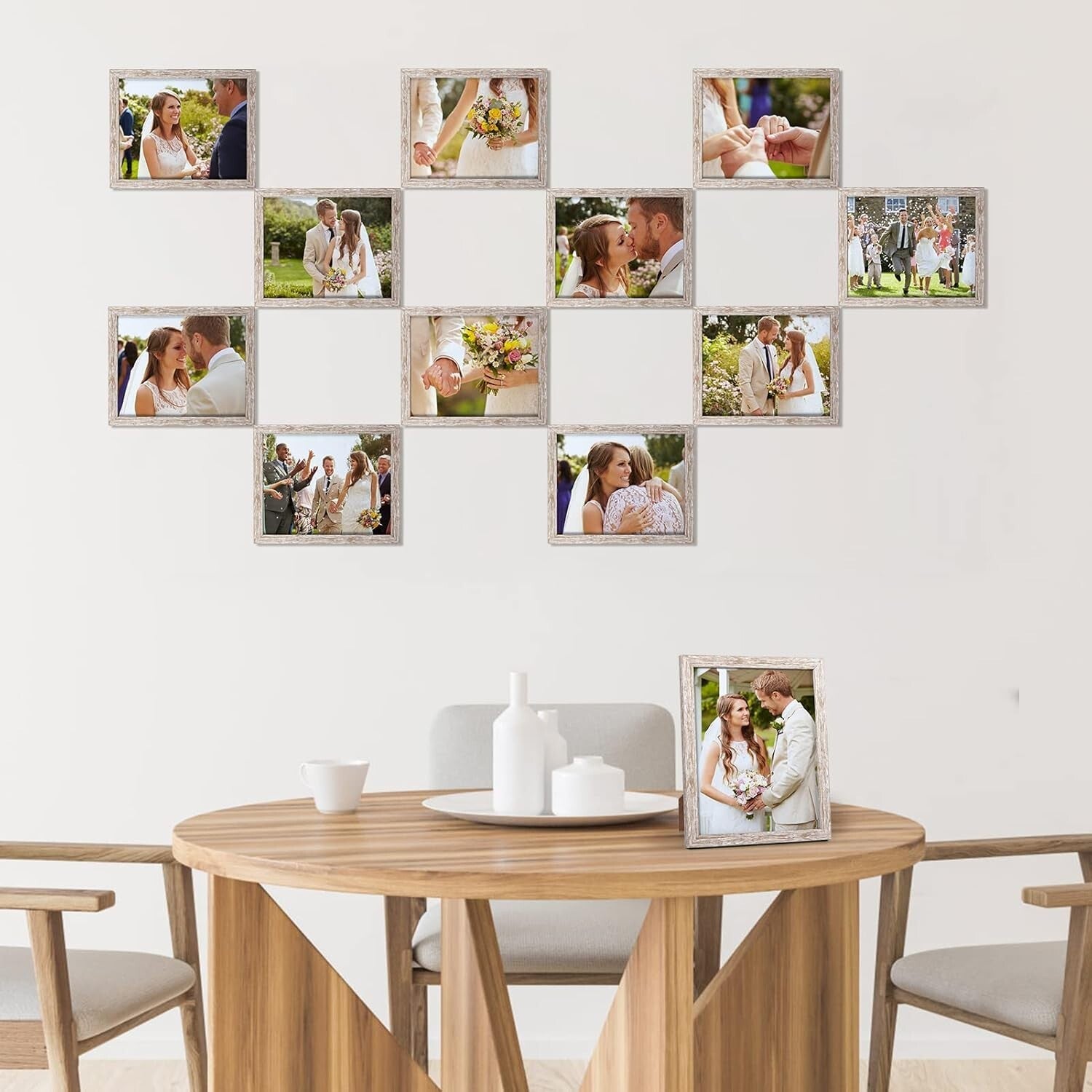 Set of 12 Rustic 8x10 Picture Frames in Distressed Beige for Stylish Displays