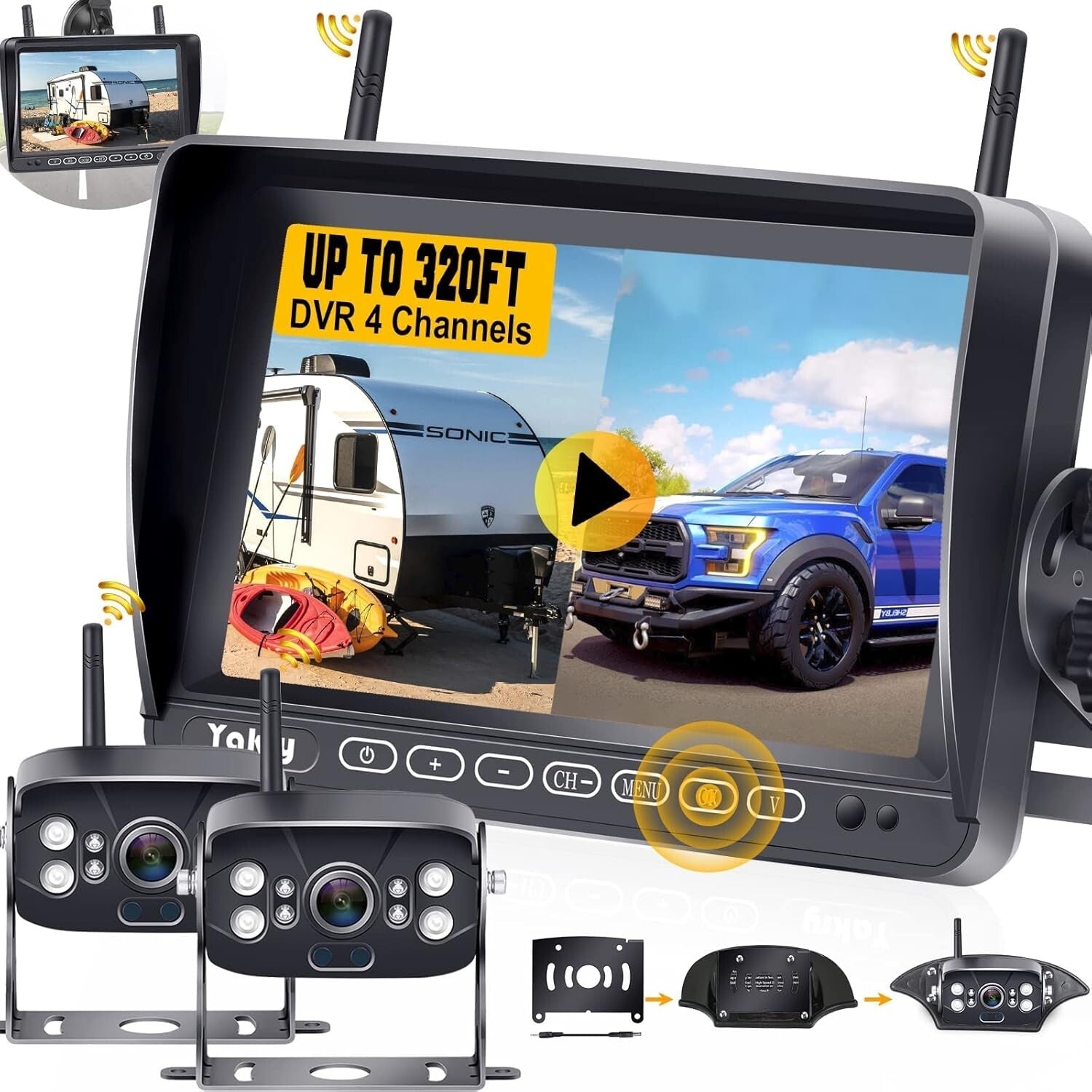 Expand Your Vision: 4-Channel HD 1080P Wireless Backup Camera for RVs and More