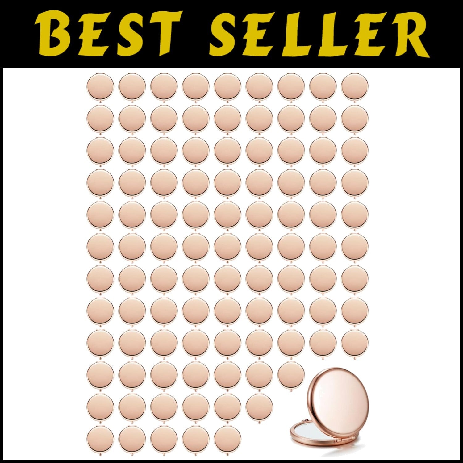 Customizable Rose Gold Mini Mirrors Set - 100 Double-Sided for Weddings & Gifts