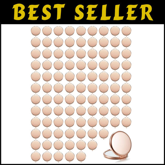Customizable Rose Gold Mini Mirrors Set - 100 Double-Sided for Weddings & Gifts