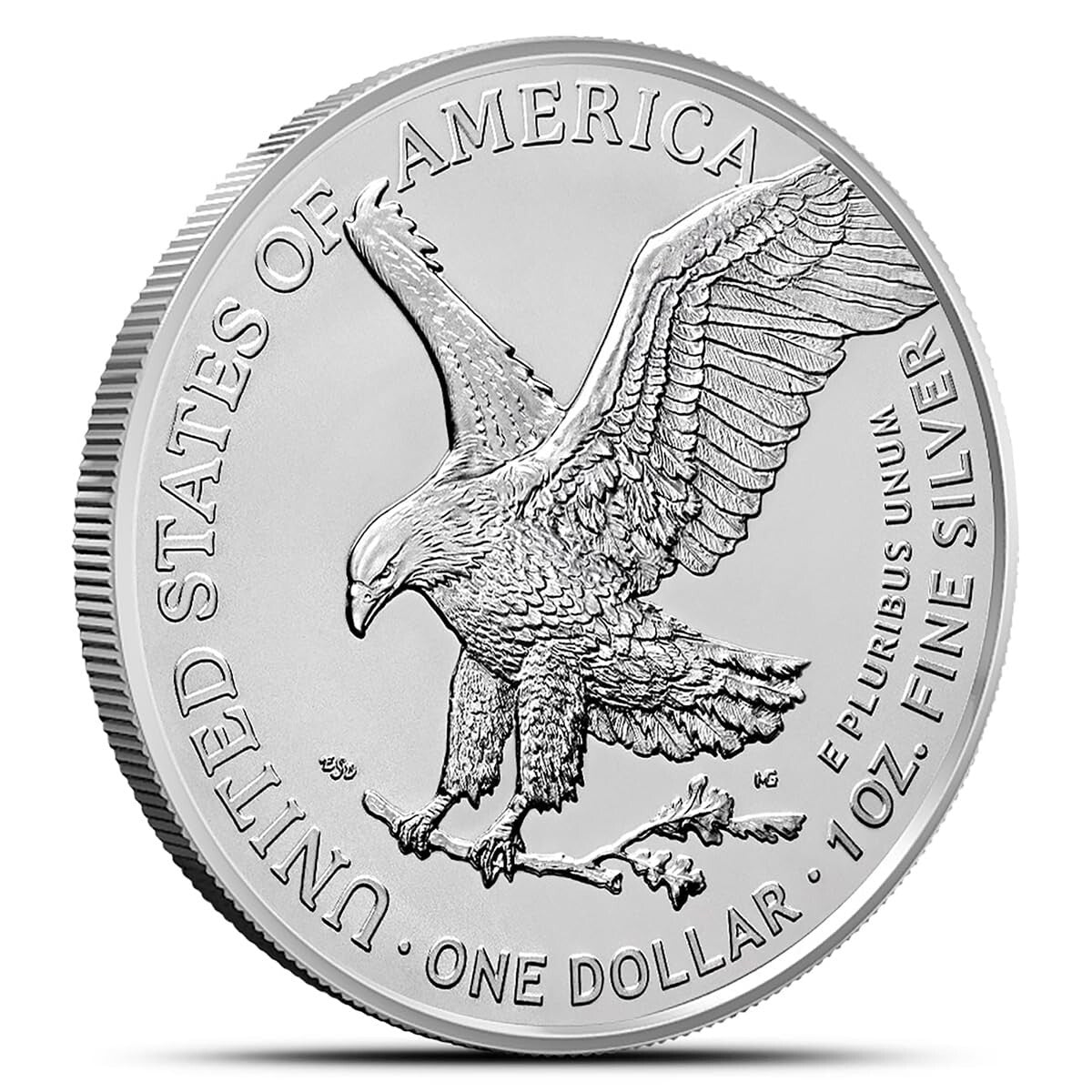 Brilliant Uncirculated 2025 American Silver Eagle Coin with Eagle Landing Design