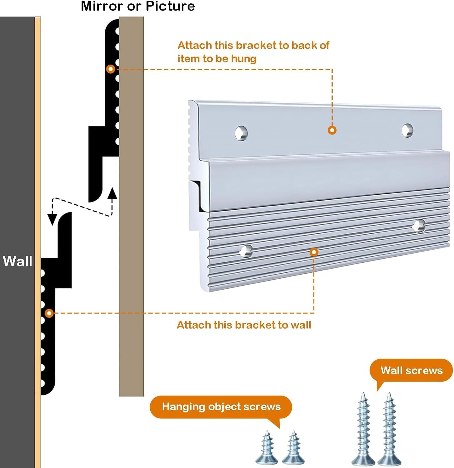 Aluminum French Cleat Hanger Set - Invisible Mounting for Artwork & Mirrors