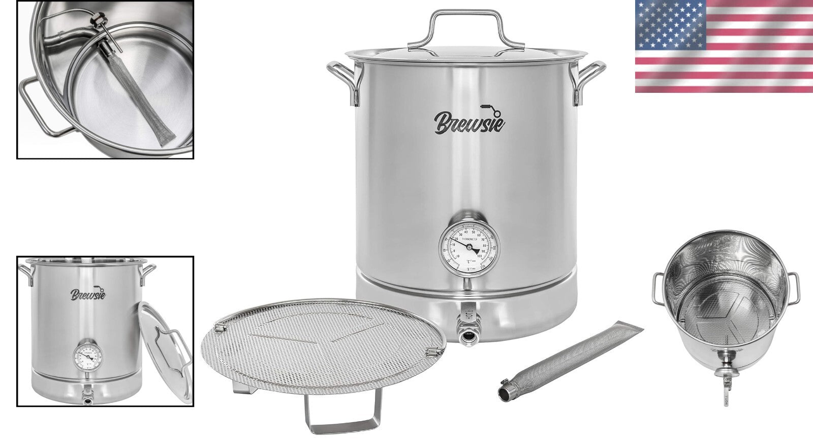 Compact Stainless Steel 16 Gallon Brewing Kettle with Complete Filtration System