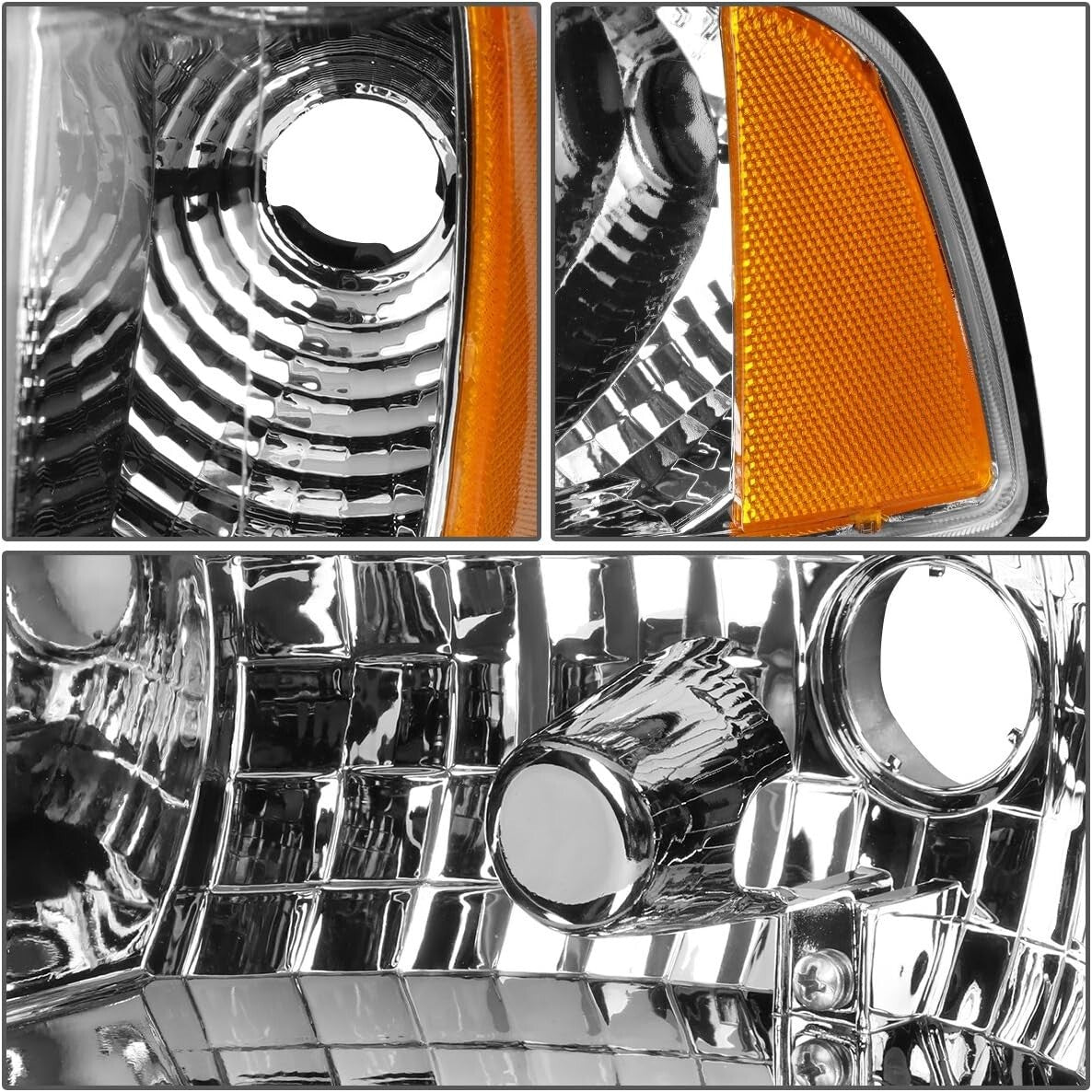 Clear Lens Chrome Amber LED Headlights - Perfect for 94-01 Ram 1500 & 2500