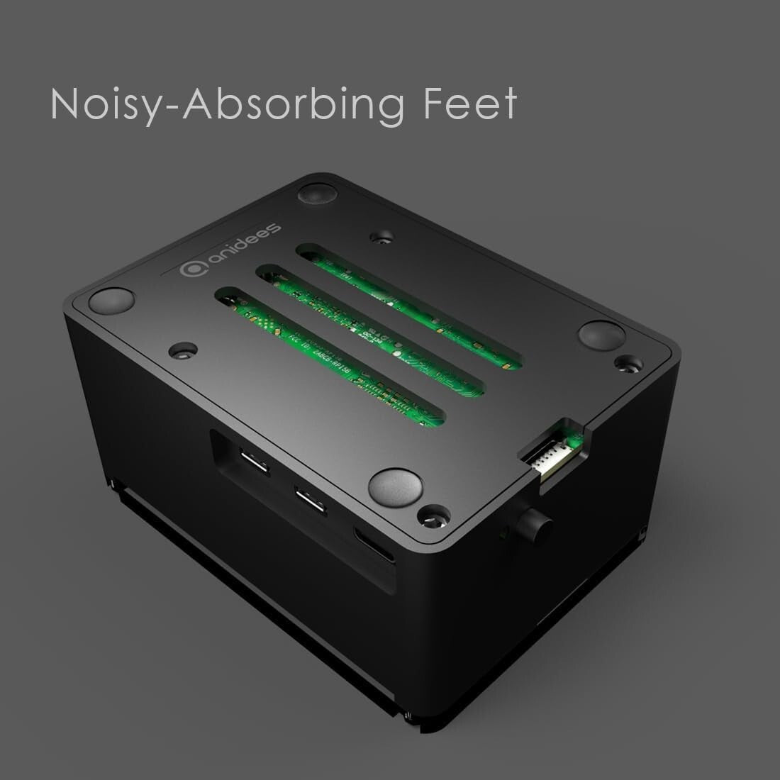 Compact Aluminum Raspberry Pi 5 Case - Silent Cooling with Silicone Thermal Pads