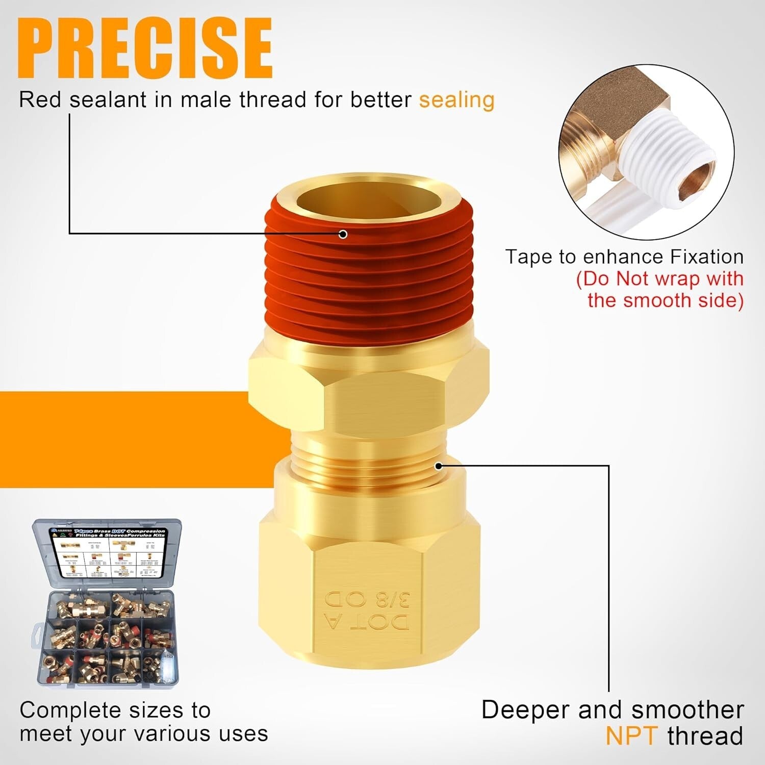 Premium 74-Piece Brass Air Fittings Set for Trucks and Trailers - 300 PSI Rated