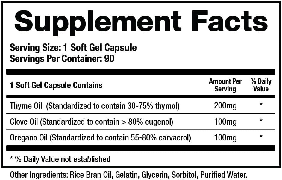 Essential Oil Blend Digestive Softgels - Thyme, Oregano & Clove for Gut Balance