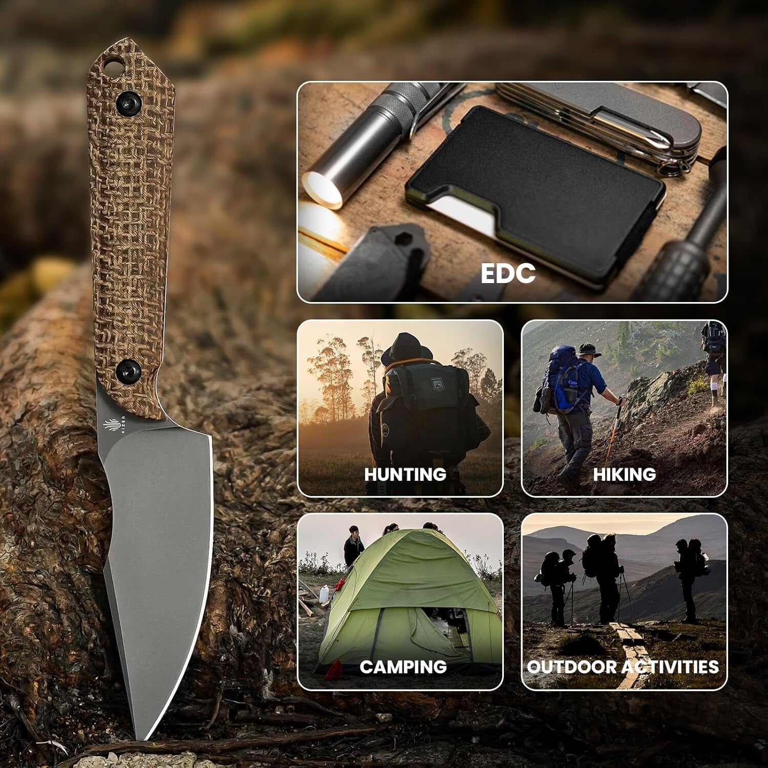 6.49in Compact Mini Harpoon Knife - Stylish Micarta Handle for EDC & Camping