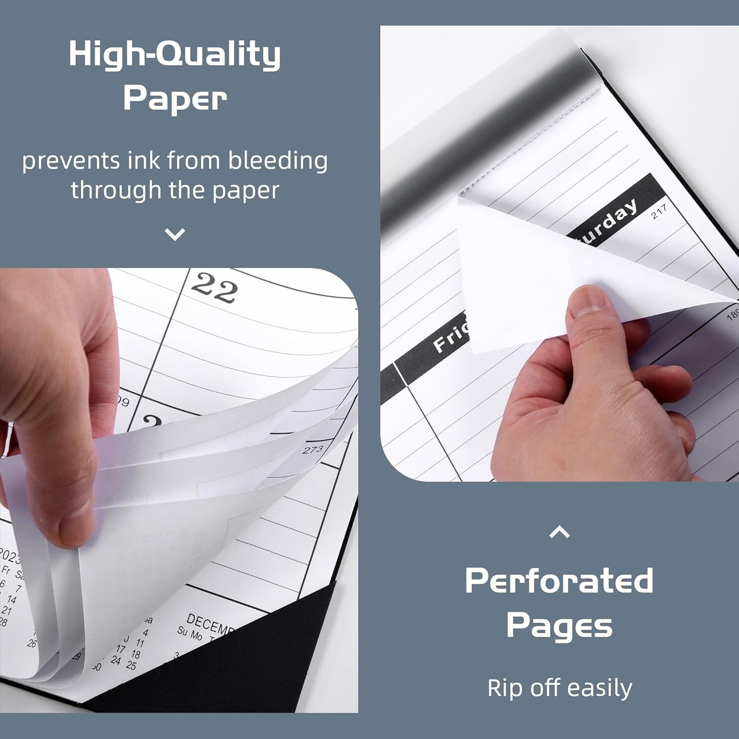 Large Desk Calendar 2025-2026 - Classic Black & White, 22x7, Perfect for Office